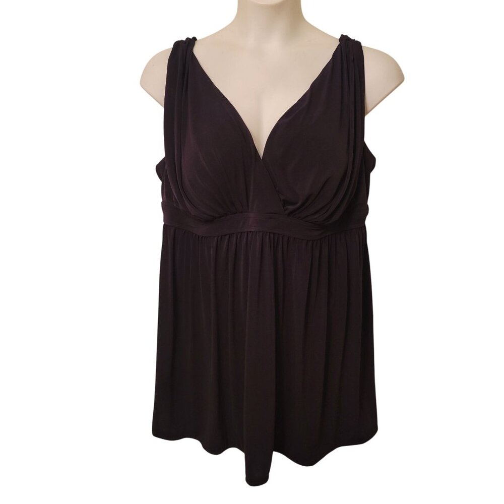 Sonnet Shores 24W Black Swimsuit Tankini Top Built In‎ Briefs One Piece Modest